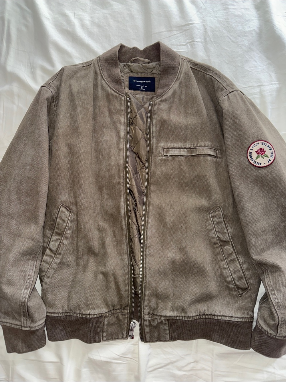 Abercrombie & Fitch Men's Brown Suede Bomber Jacket - Picture 5 of 5